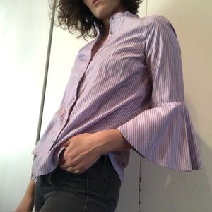 Ruffle sleeve button up